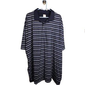 Callaway Mens Polo Shirt 3XL Tall Dark Blue White Stripes Short Sleeve Long